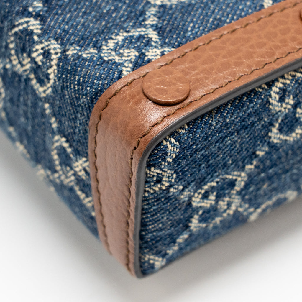 GUCCI HORSEBIT 1955 MINI BAG DENIM/CALFSKIN BLUE/BROWN GHW