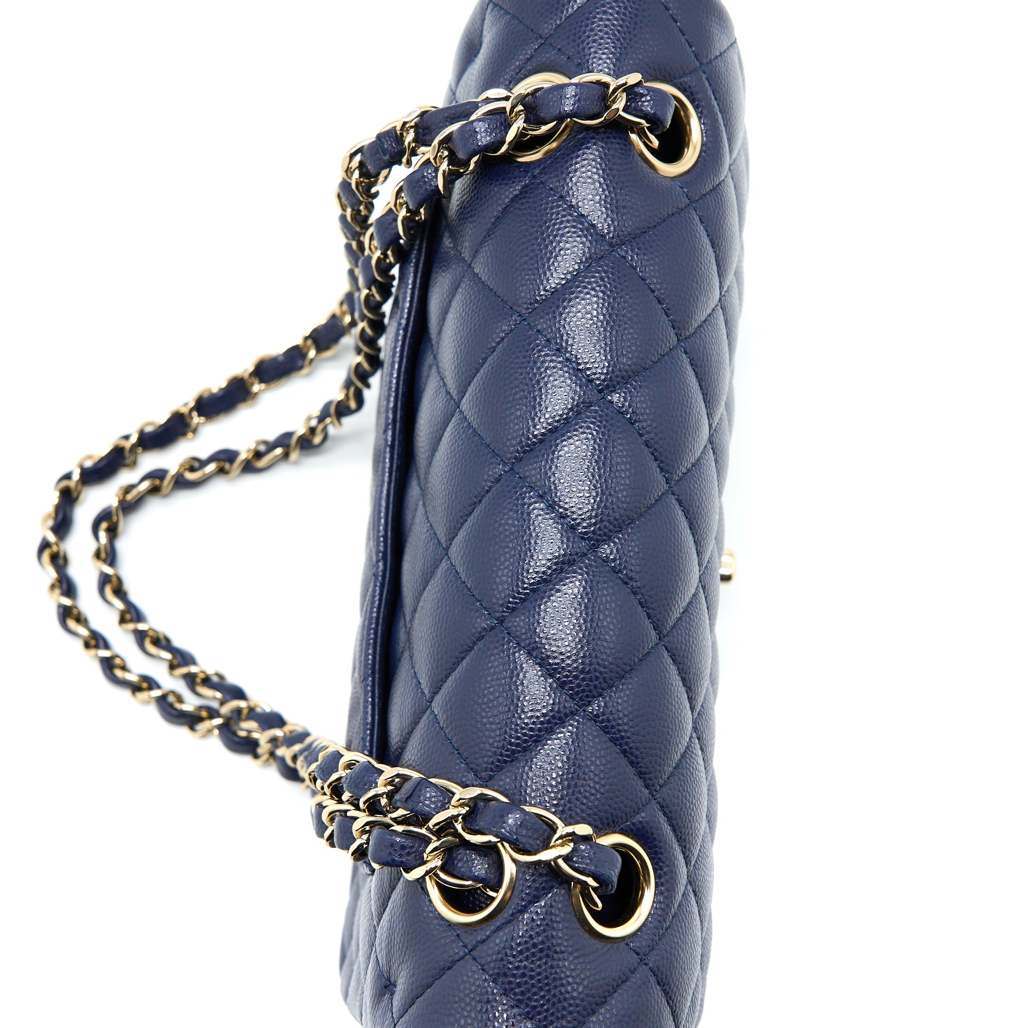 CHANEL SMALL CLASSIC DOUBLE FLAP BAG CAVIAR DARK BLUE LGHW