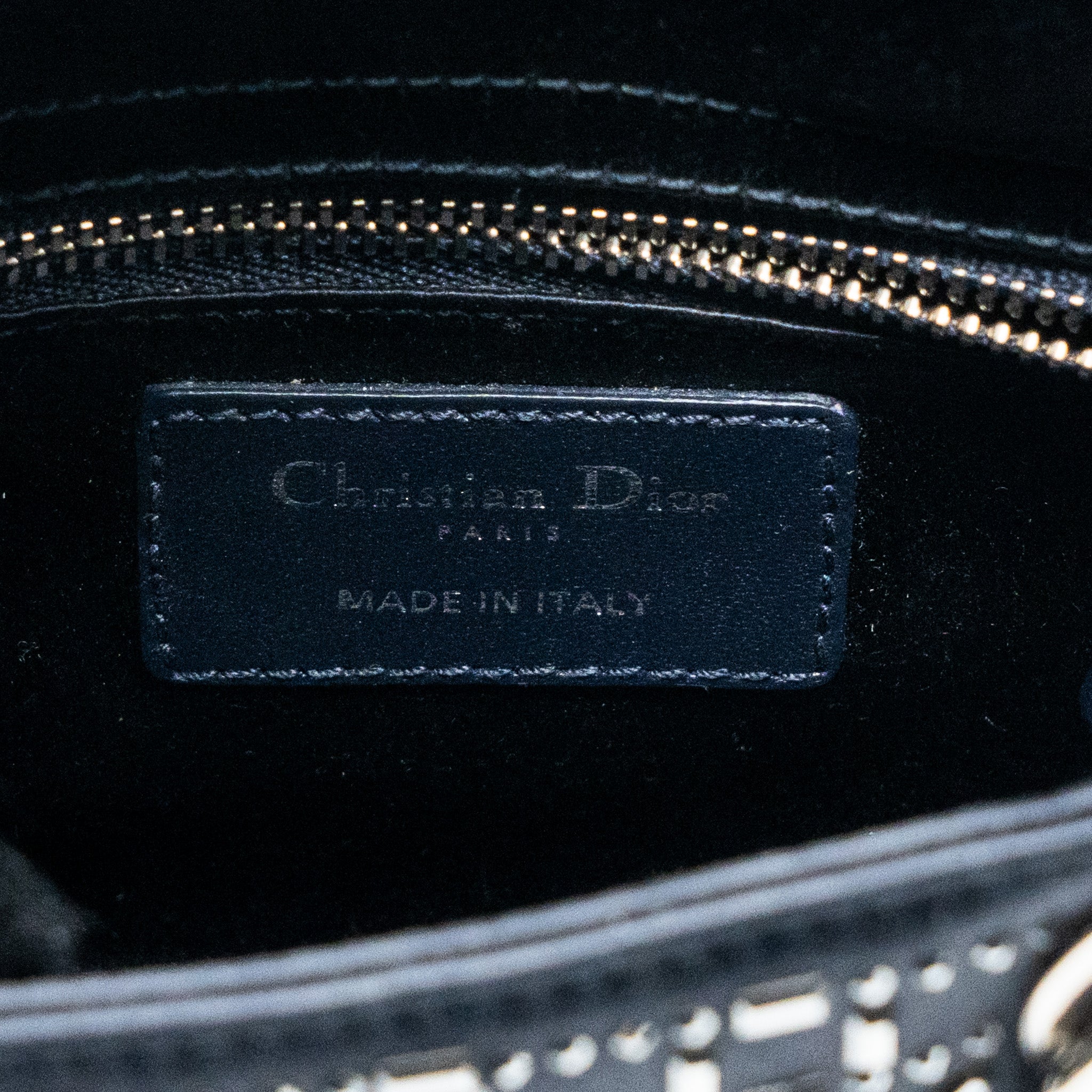 DIOR MINI LADY DIOR SATIN CRYSTAL DARK BLUE SHW