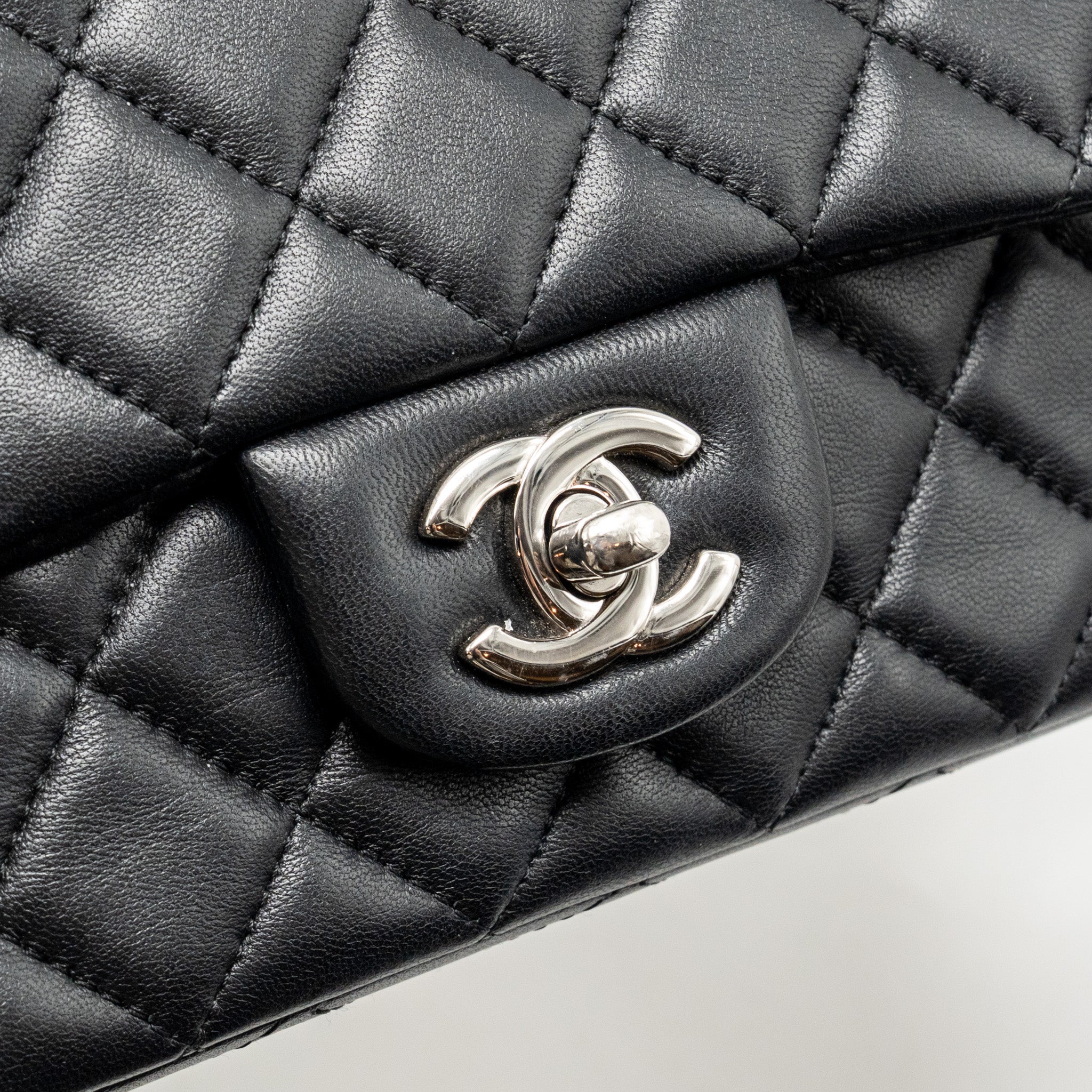 CHANEL MINI RECTANGULAR FLAP BAG LAMBSKIN BLACK SHW