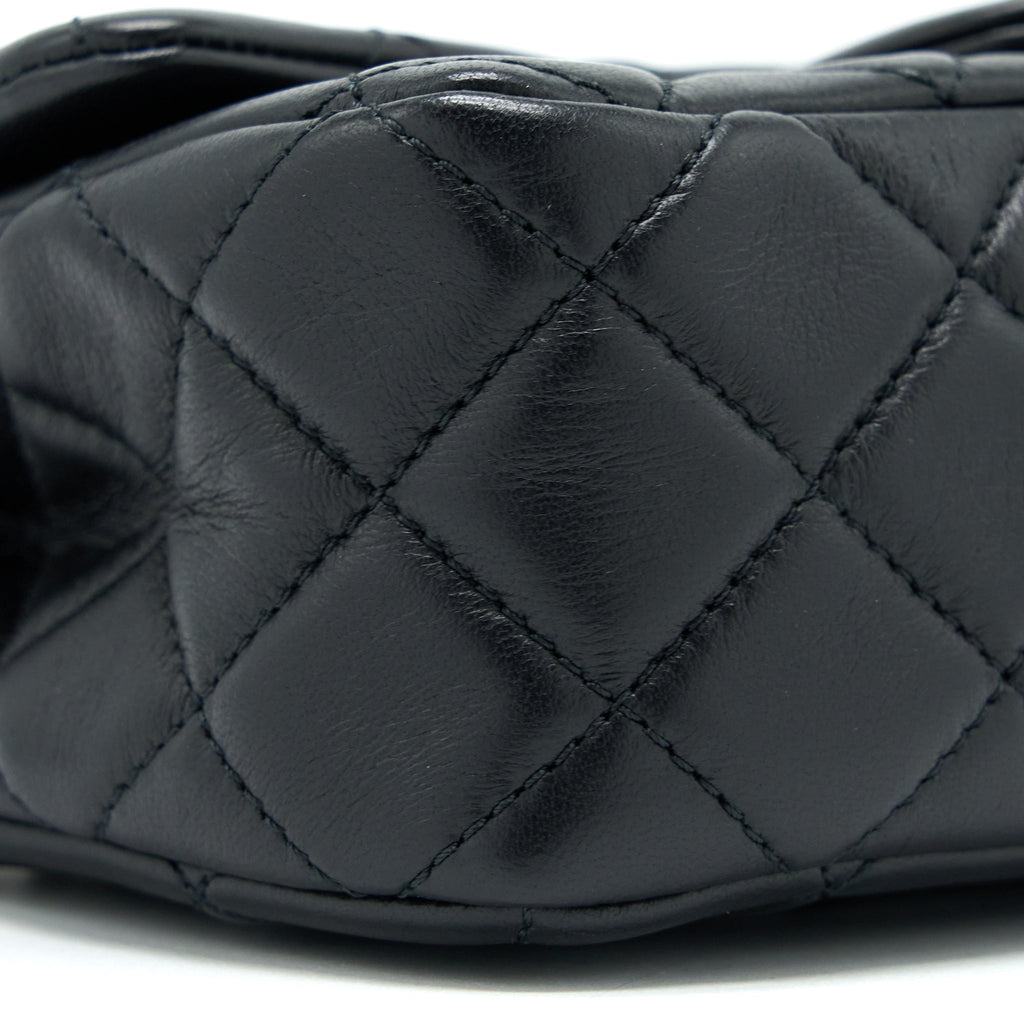 CHANEL PEARL CRUSH MINI RECTANGULAR FLAP BAG LAMBSKIN BLACK GHW