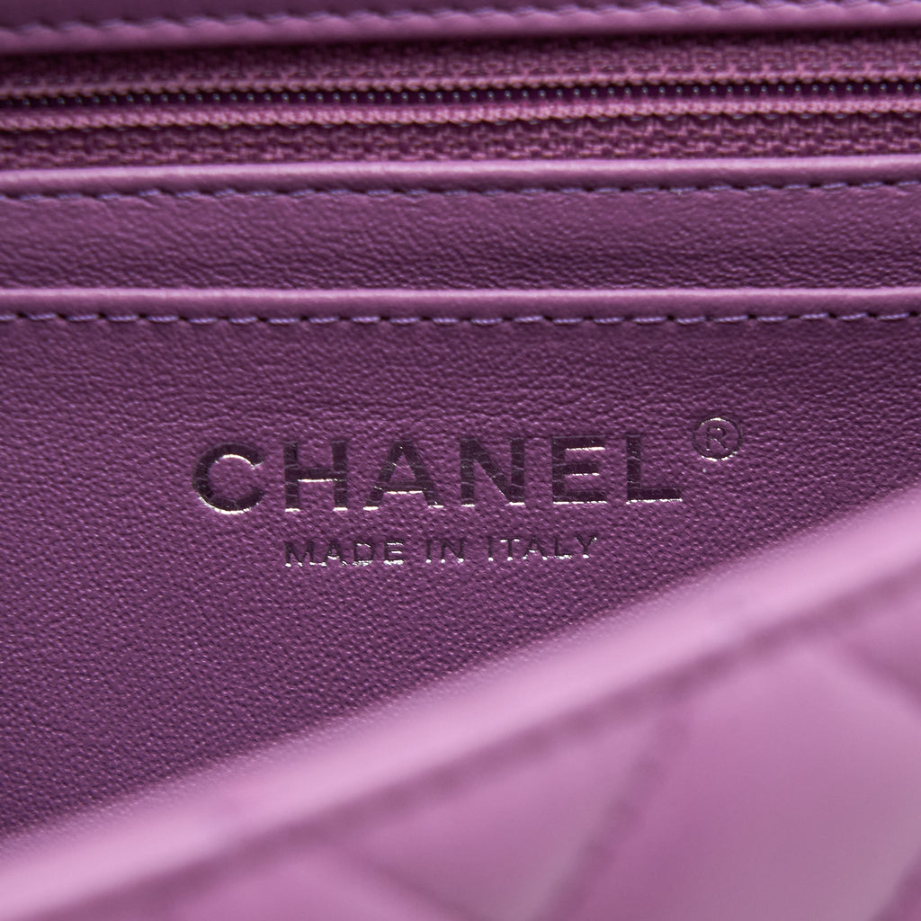 CHANEL MINI RECTANGULAR FLAP BAG LAMBSKIN PURPLE SHW