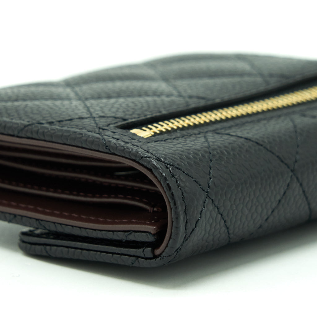 CHANEL CLASSIC SMALL FLAP WALLET CAVIAR BLACK GHW