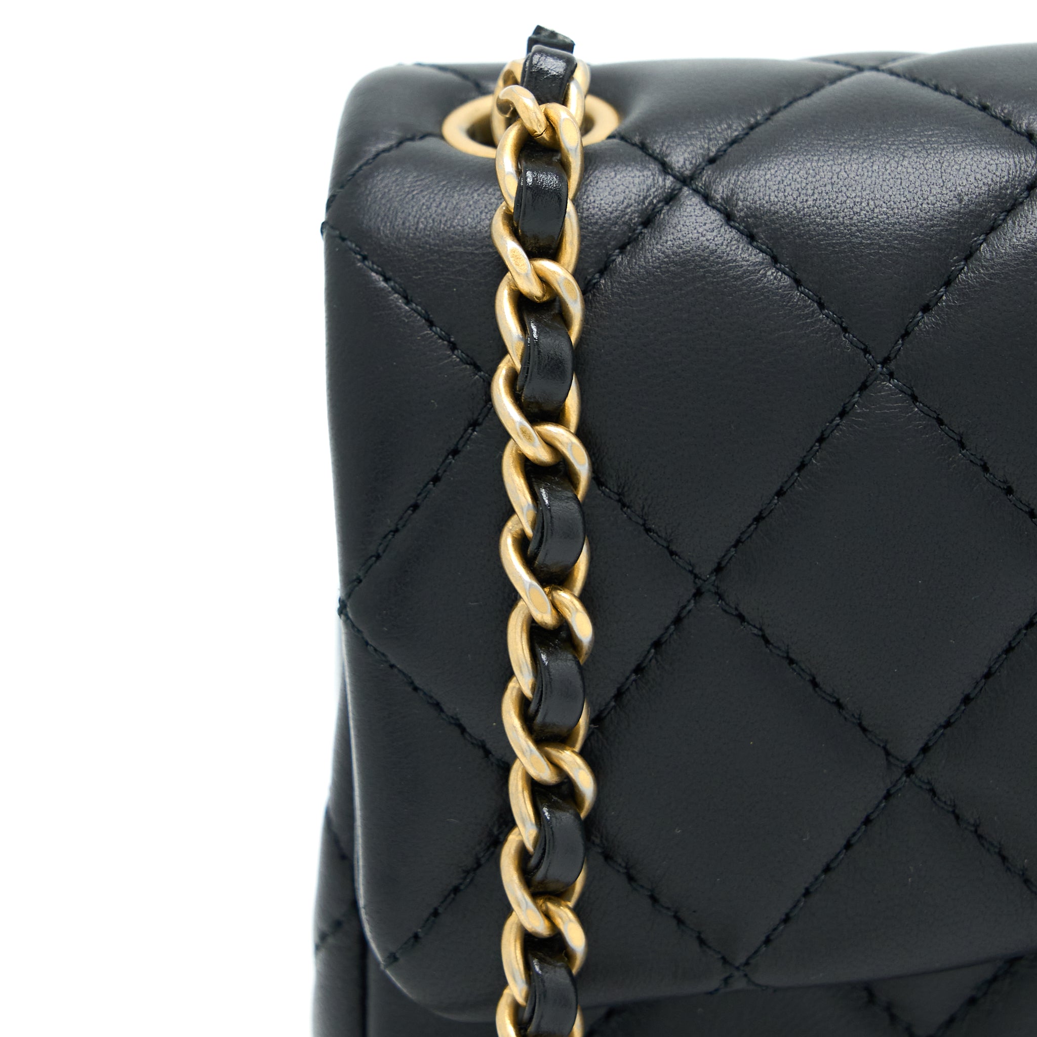 CHANEL PEARL CRUSH MINI RECTANGULAR FLAP BAG LAMBSKIN BLACK GHW
