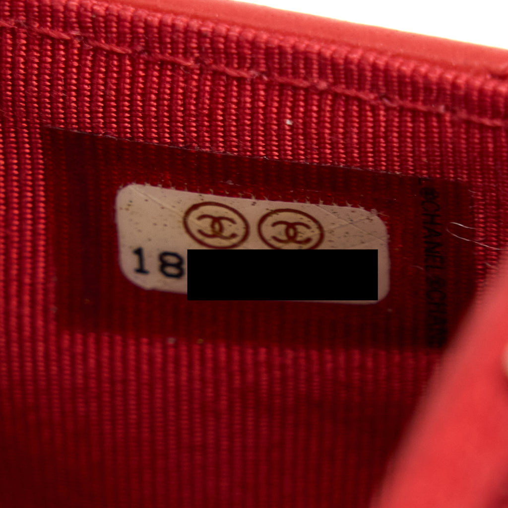 CHANEL CLASSIC WALLET ON CHAIN LAMBSKIN ORANGE RED SHW