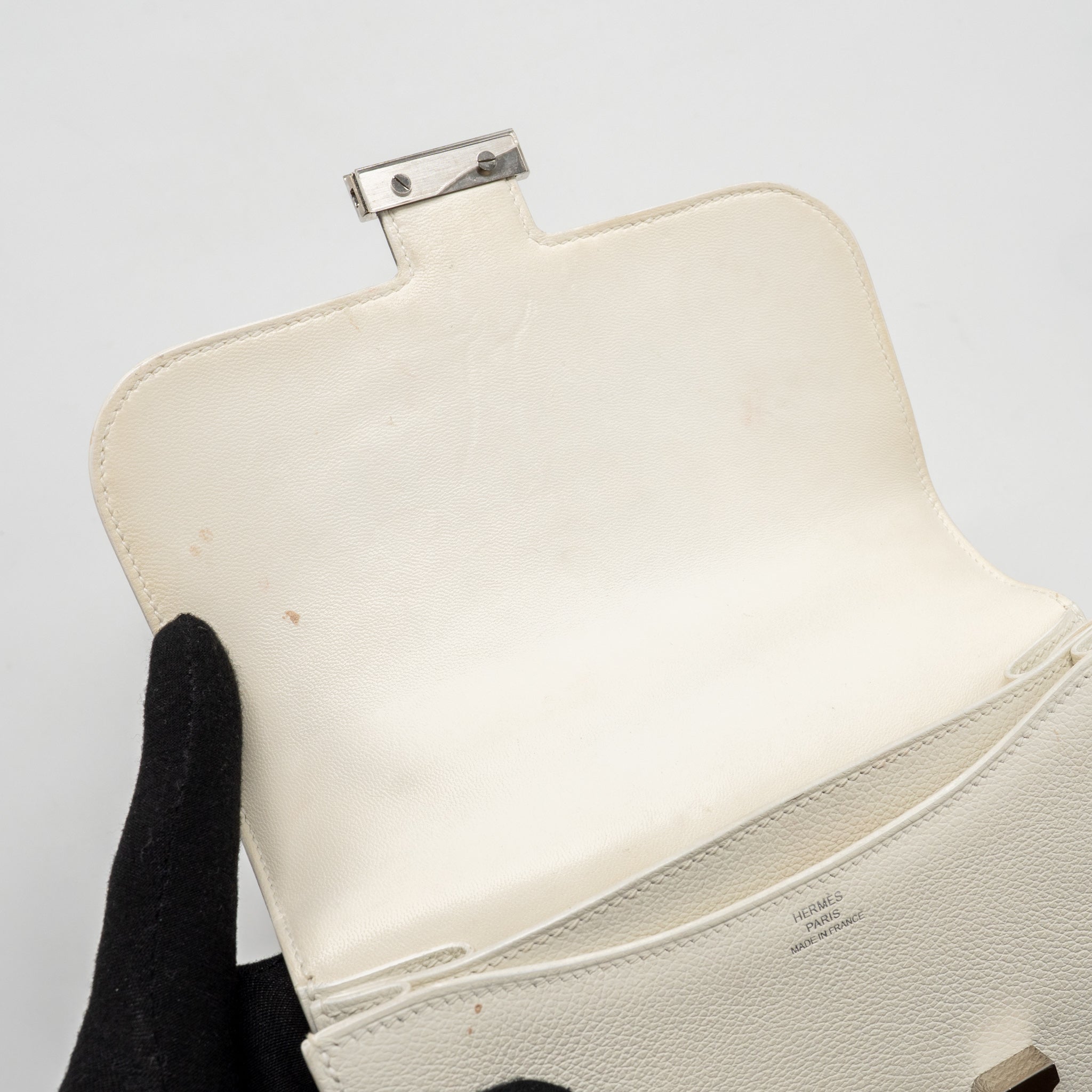 HERMES MINI CONSTANCE EPSOM BLANC SHW