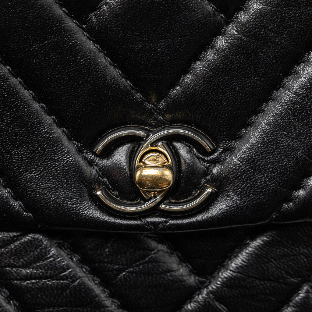 CHANEL MONT COCO MINI FLAP BAG SHINY LAMBSKIN BLACK LGHW