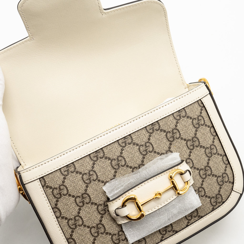 GUCCI MINI HORSEBIT 1955 BAG GG SUPREME CANVAS/LEATHER WHITE/MULTICOLOUR GHW