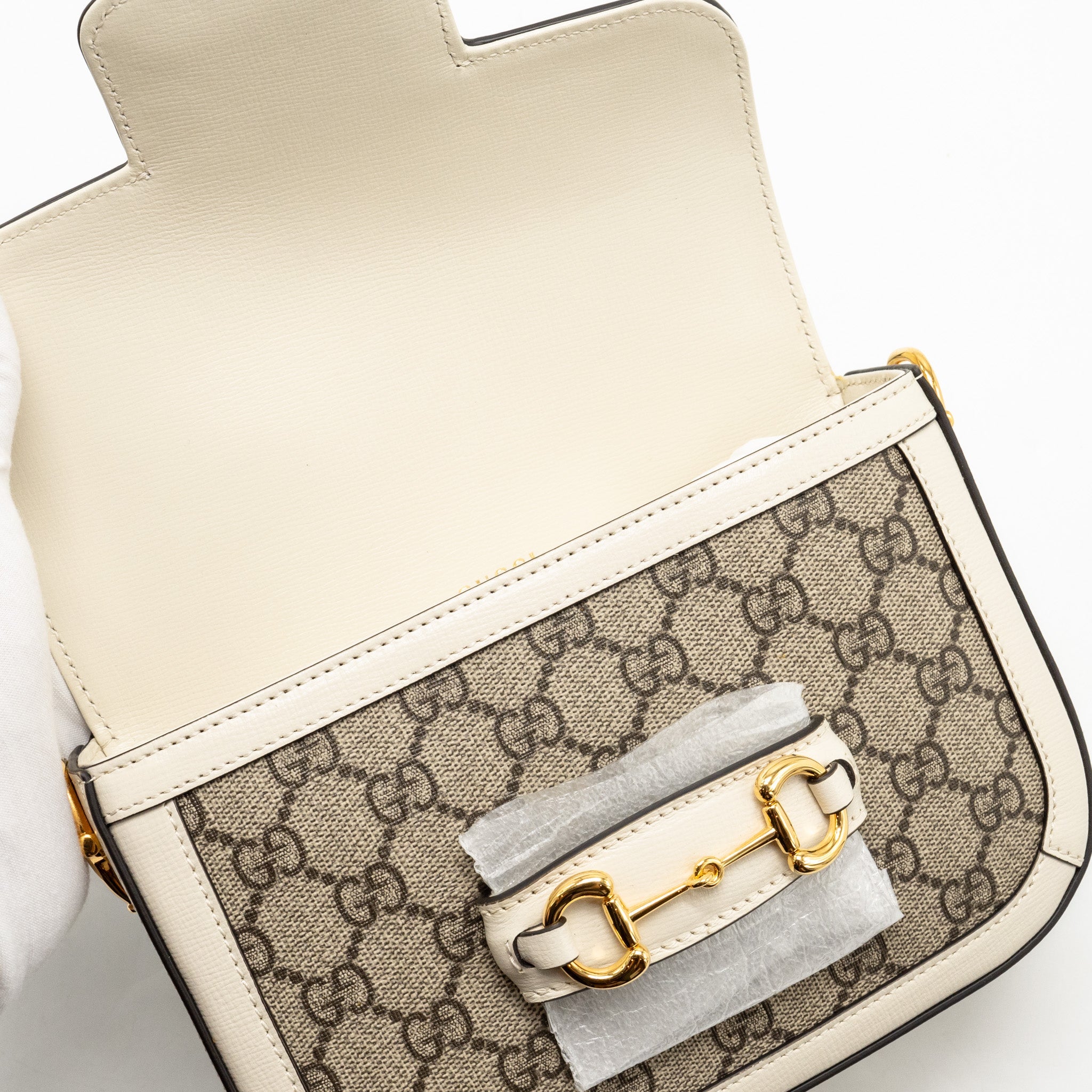 GUCCI MINI HORSEBIT 1955 BAG GG SUPREME CANVAS/LEATHER WHITE/MULTICOLOUR GHW