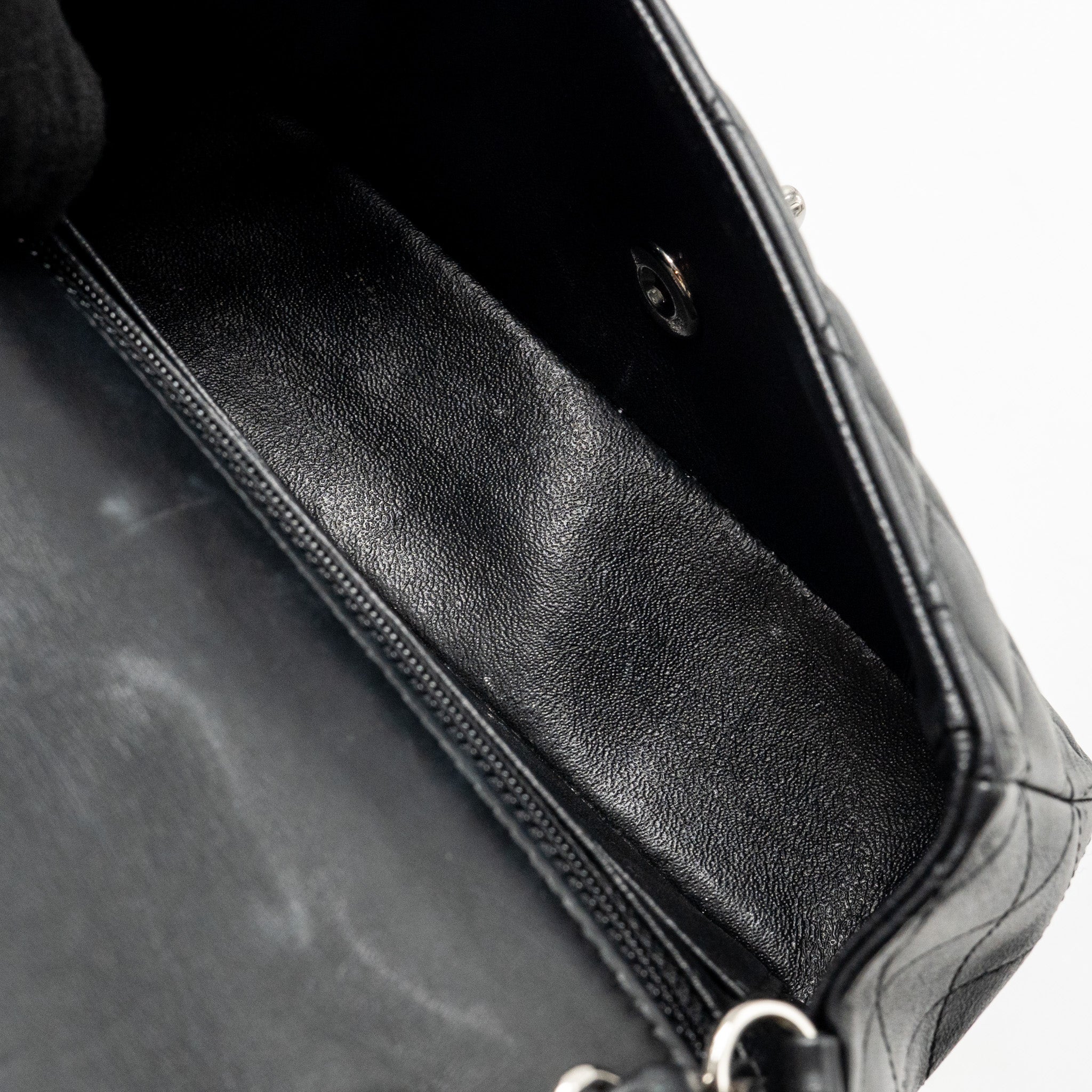 CHANEL MINI RECTANGULAR FLAP BAG LAMBSKIN BLACK SHW