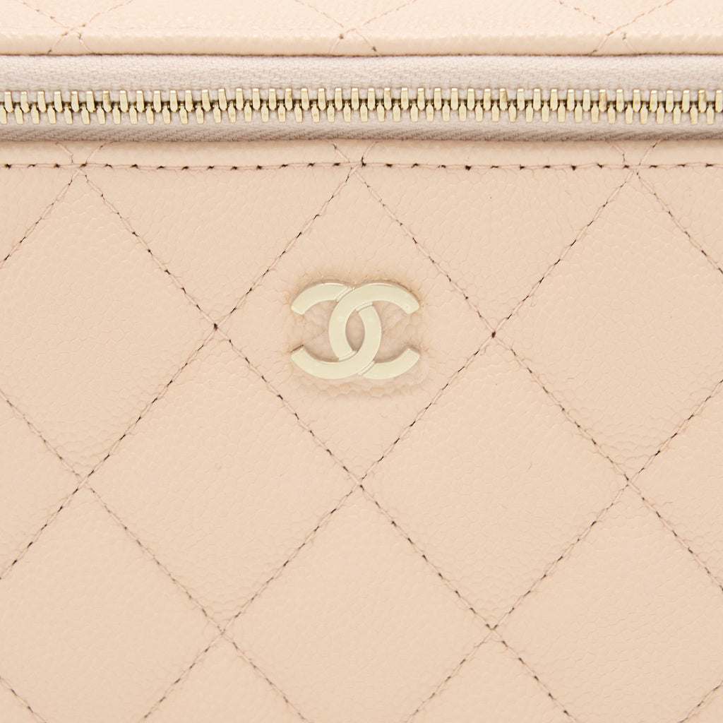 CHANEL LONG VANITY CASE CAVIAR LIGHT PINK LGHW