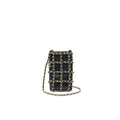 CHANEL GOLD CLUTCH O CHAIN PHONE HOLDER BLACK GHW