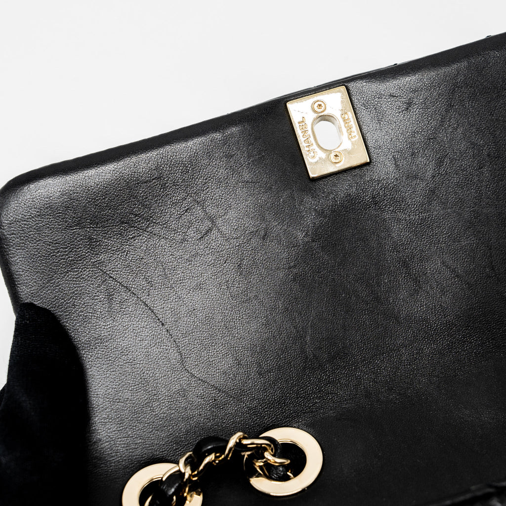 CHANEL MONT COCO MINI FLAP BAG SHINY LAMBSKIN BLACK LGHW