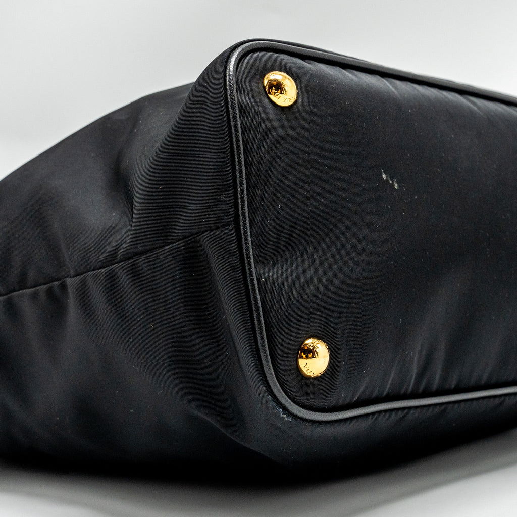PRADA TOTE BAG CANVAS BLACK GHW