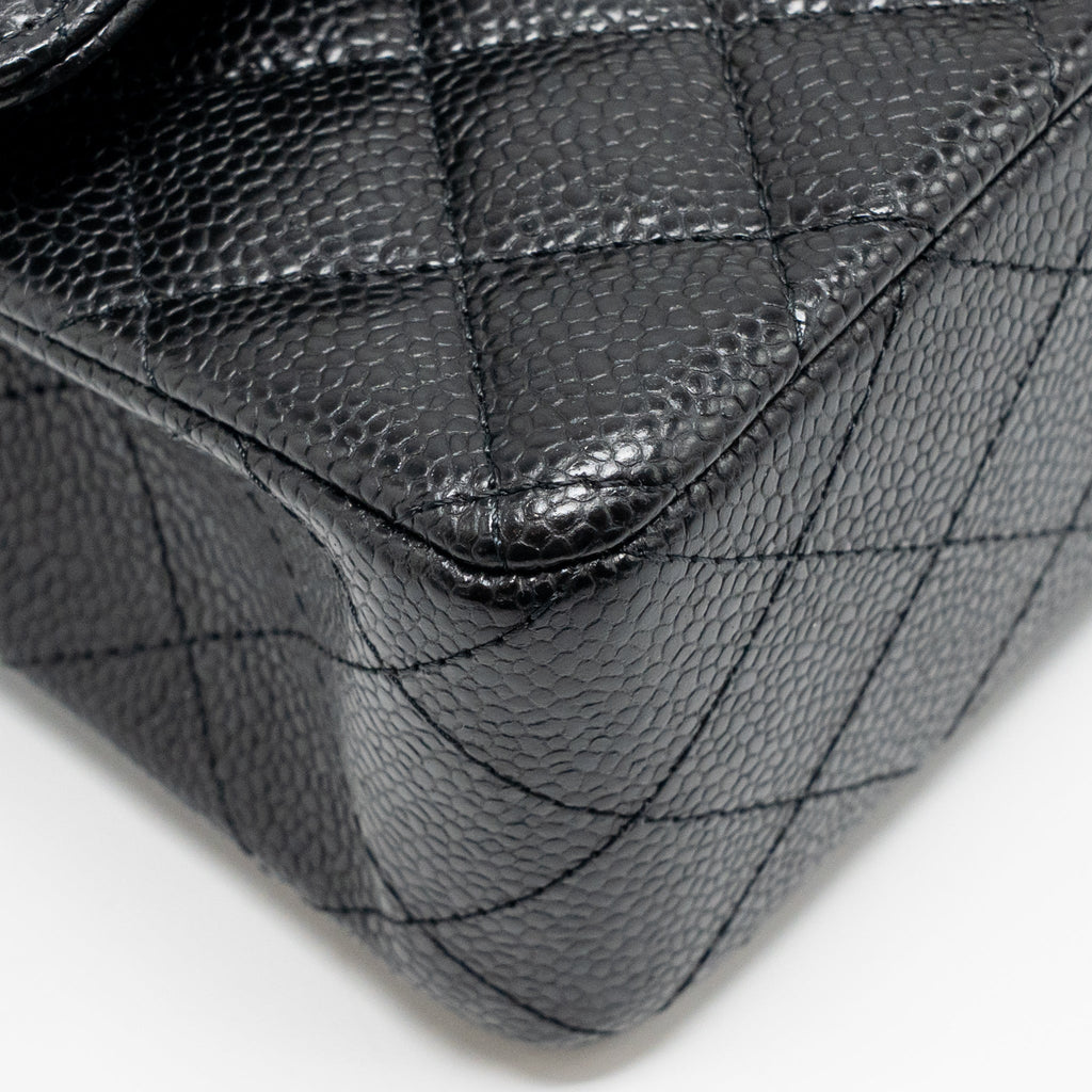 CHANEL SMALL CLASSIC DOUBLE FLAP BAG CAVIAR BLACK GHW (MICROCHIP)