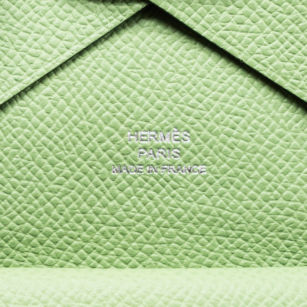 HERMES CALVI CARD HOLDER EPSOM VERT CRIQUET SHW