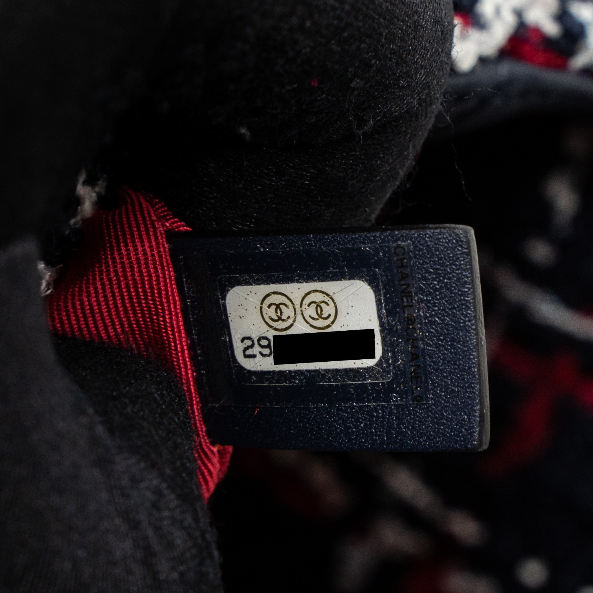 CHANEL SMALL 19 BAG TWEED BLACK/RED/WHITE MULTICOLOUR HARDWARE