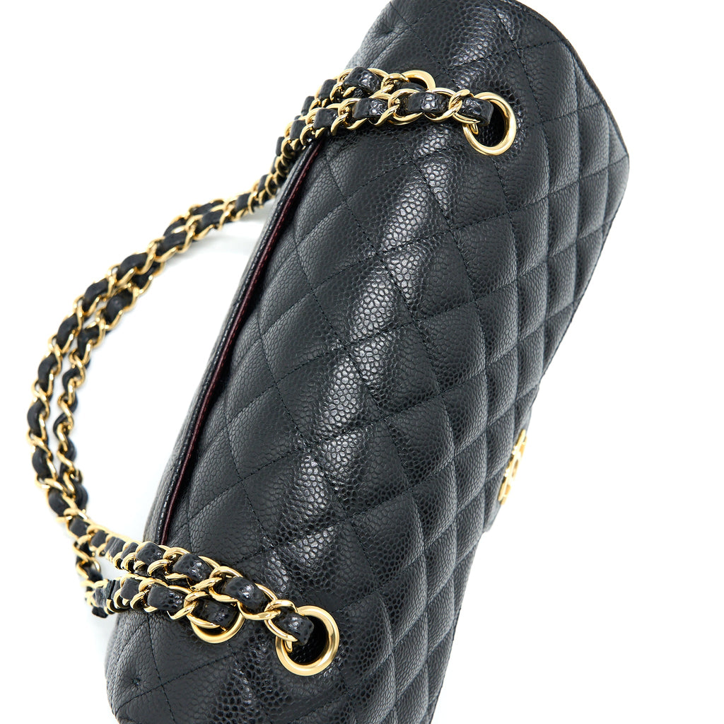 CHANEL MEDIUM CLASSIC DOUBLE FLAP BAG CAVIAR BLACK GHW (MICROCHIP)