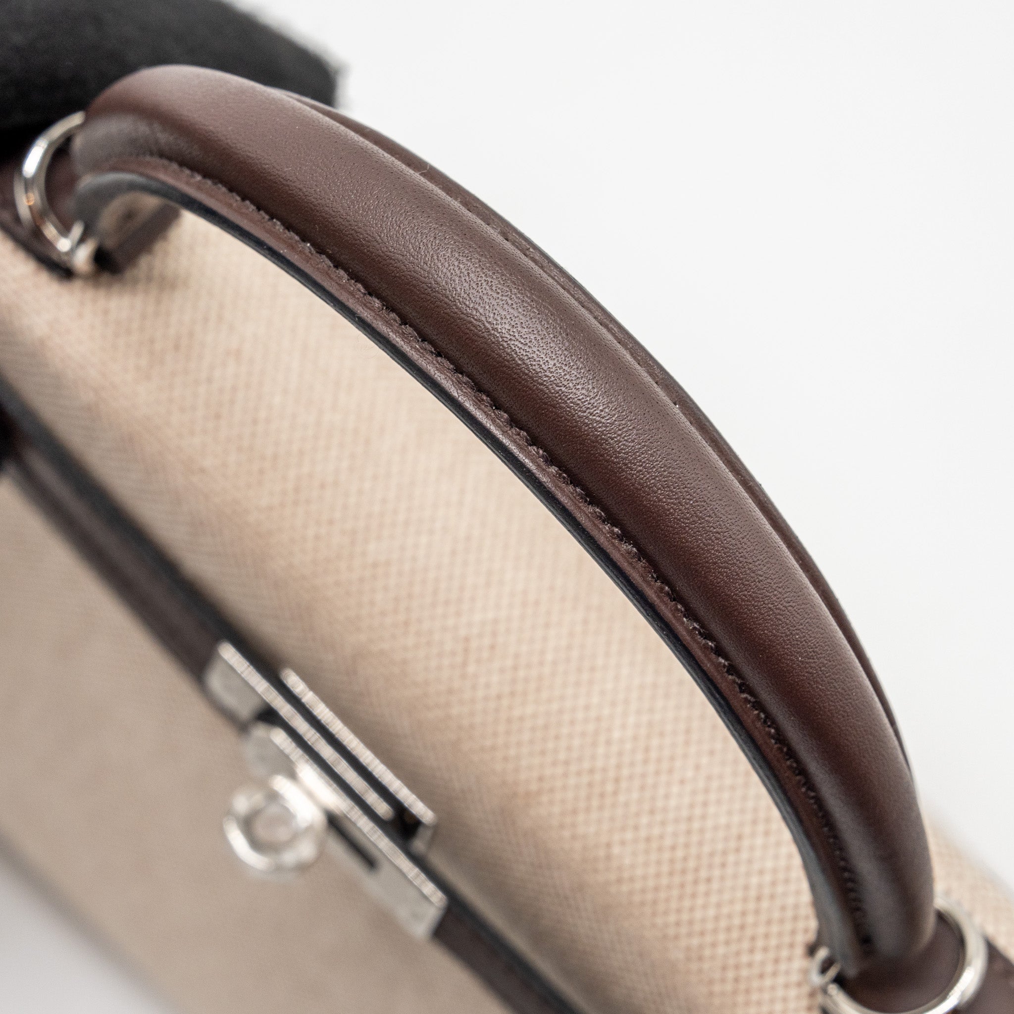 HERMES KELLY 25 CANVAS/SWIFT MOKA SHW