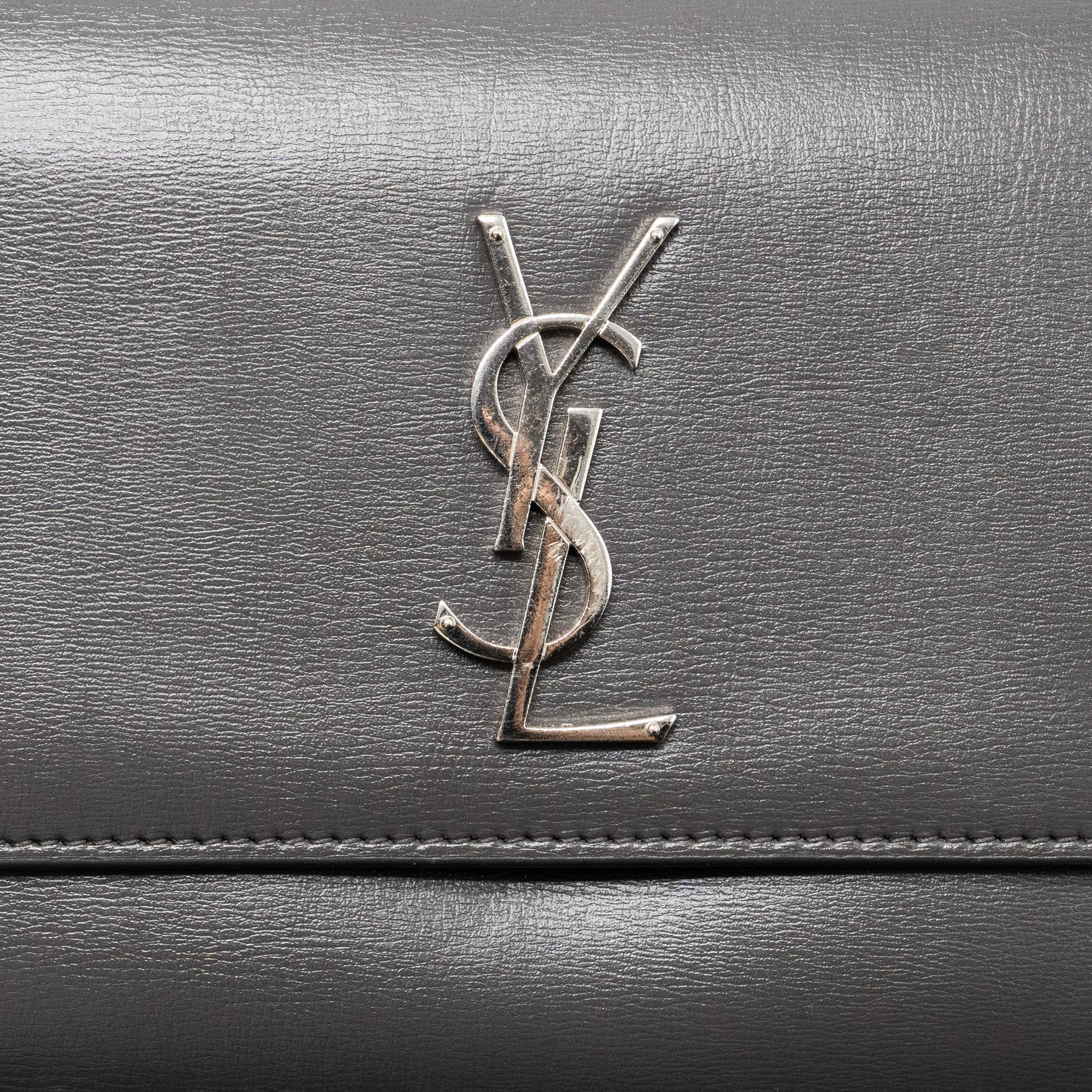 SAINT LAURENT MEDIUM SUNSET CHAIN BAG CALFSKIN DARK GREY RUTHENIUM HARDWARE