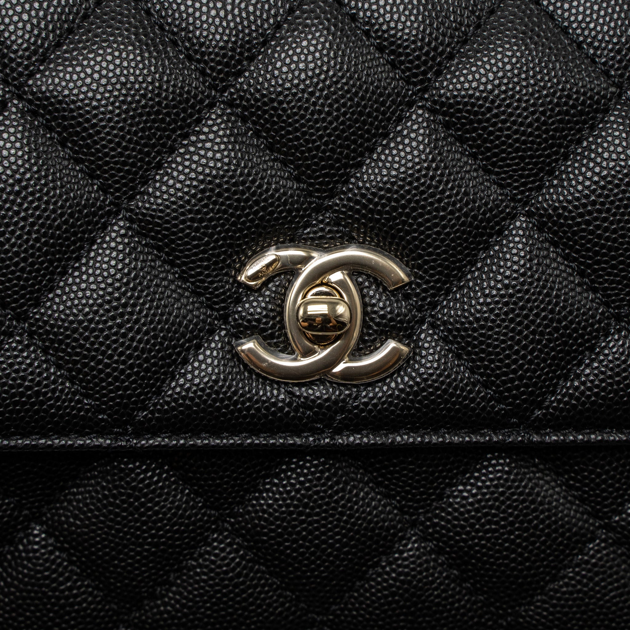 CHANEL SMALL COCO HANDLE CAVIAR BLACK LGHW (MICROCHIP)