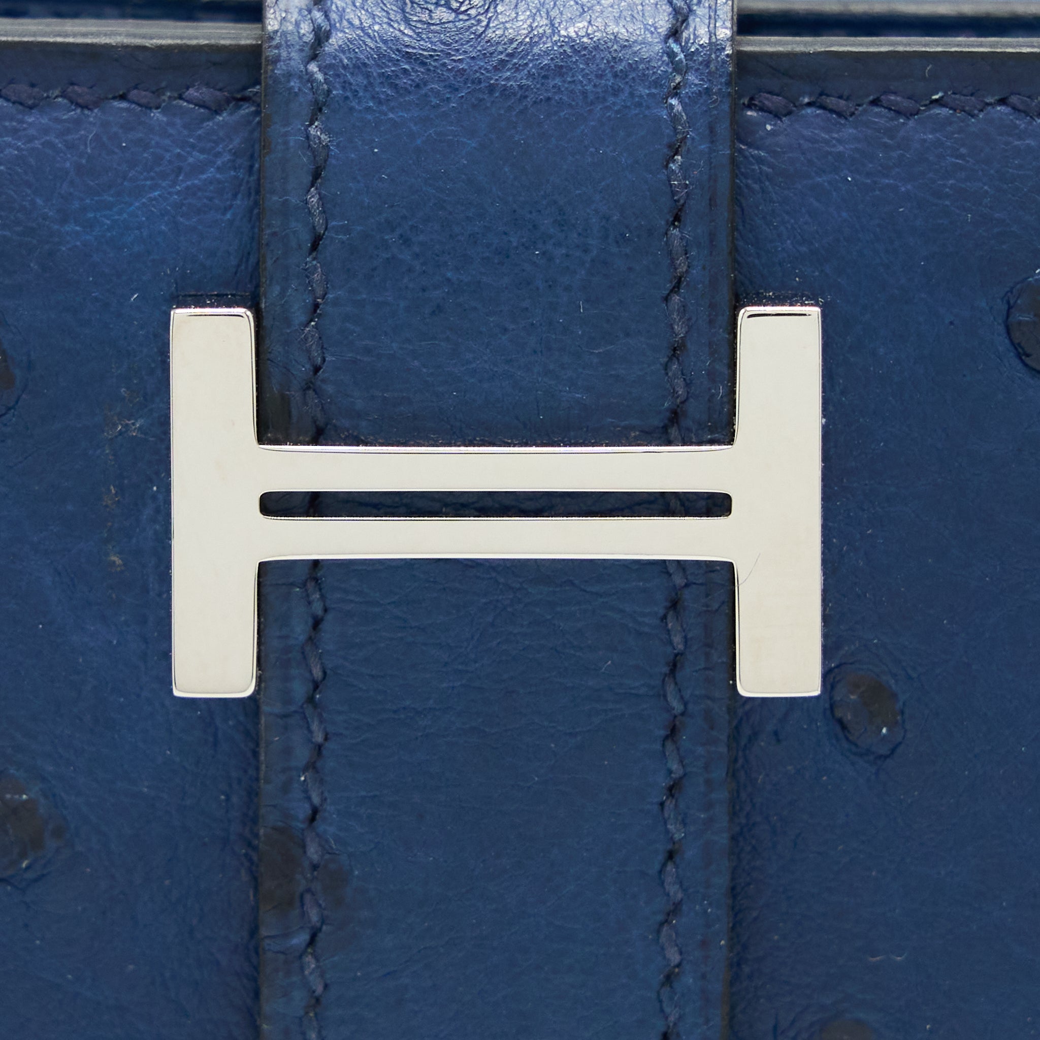 HERMES BEARN WALLET OSTRICH BLUE SHW