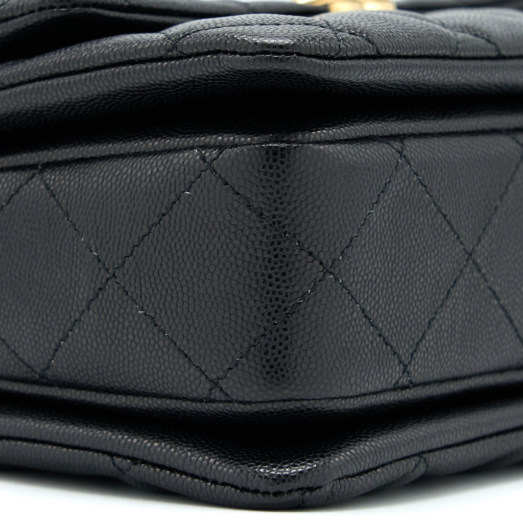CHANEL 22K COCO FIRST CAVIAR LEATHER BLACK GHW (MICROCHIP)