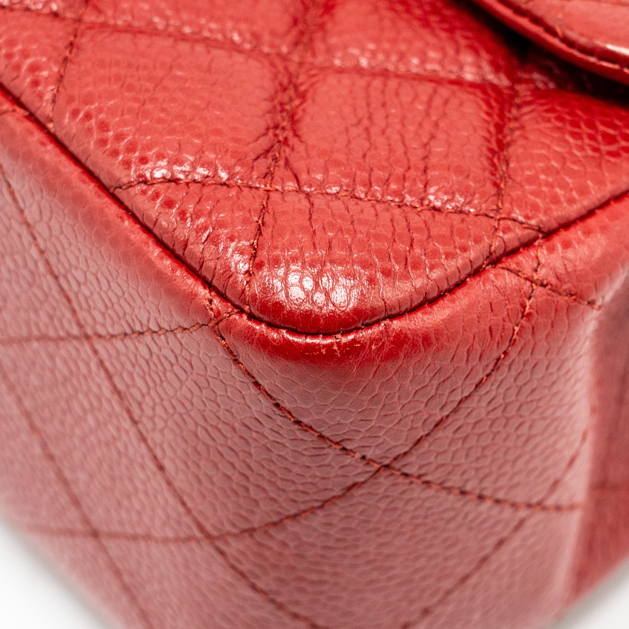 CHANEL MINI SQUARE FLAP BAG CAVIAR RED SHW
