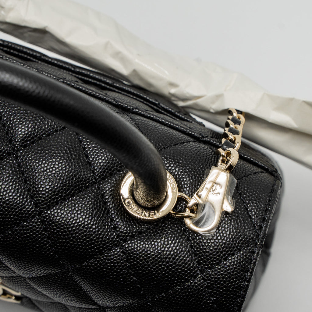 CHANEL SMALL COCO HANDLE CAVIAR BLACK LGHW (MICROCHIP)