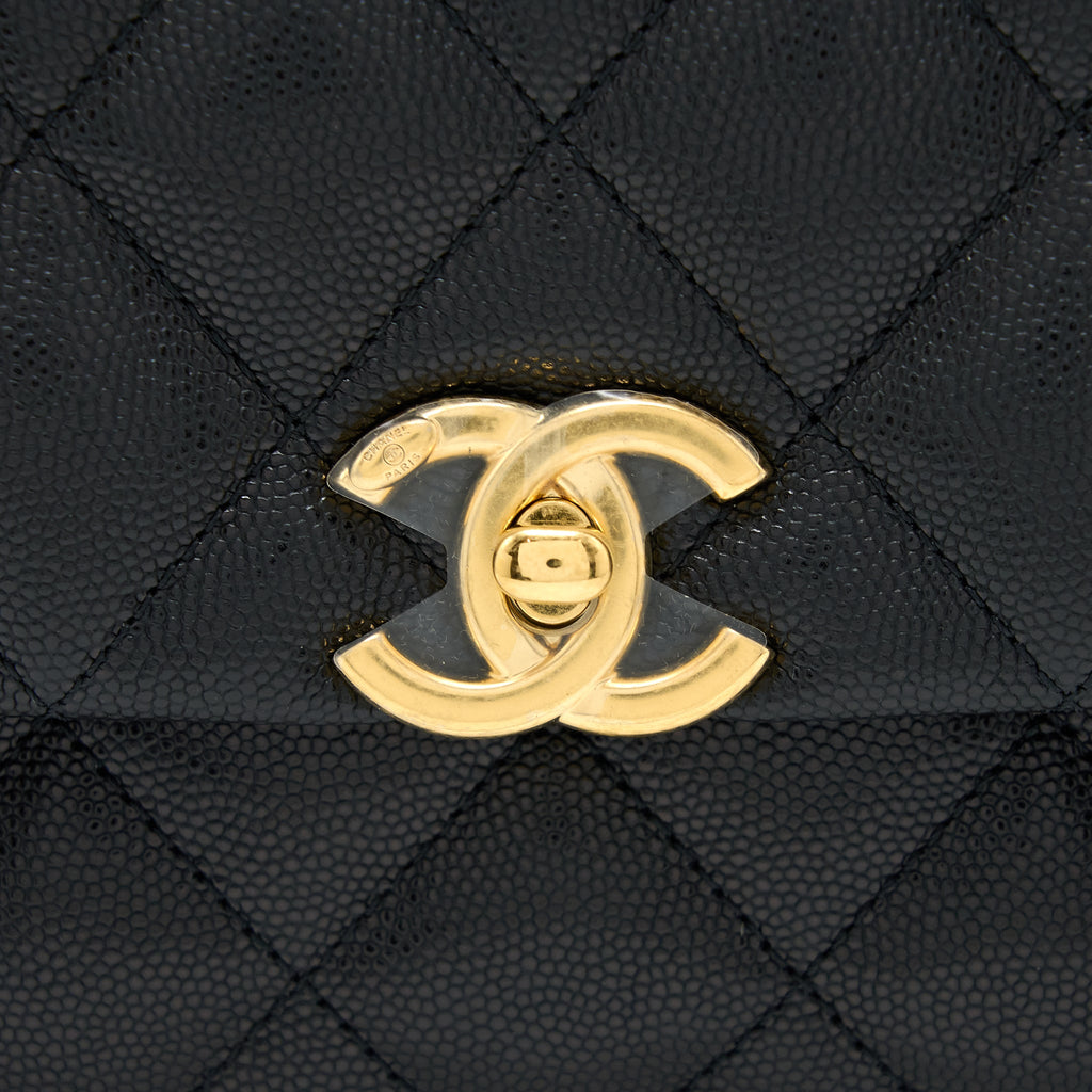 CHANEL 22K COCO FIRST CAVIAR LEATHER BLACK GHW (MICROCHIP)