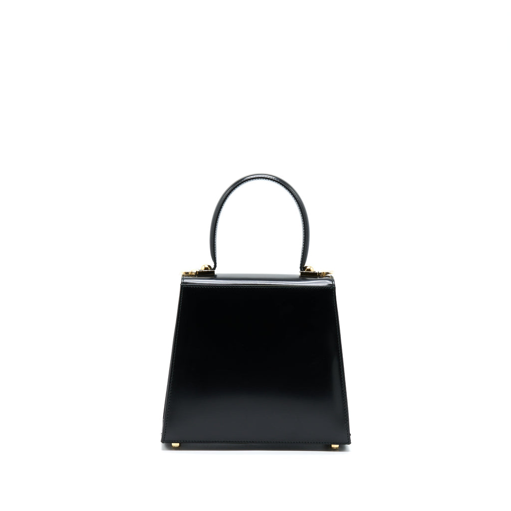 SALVATORE FERRAGAMO GANCINI TOP HANDLE BAG CALFSKIN BLACK GHW