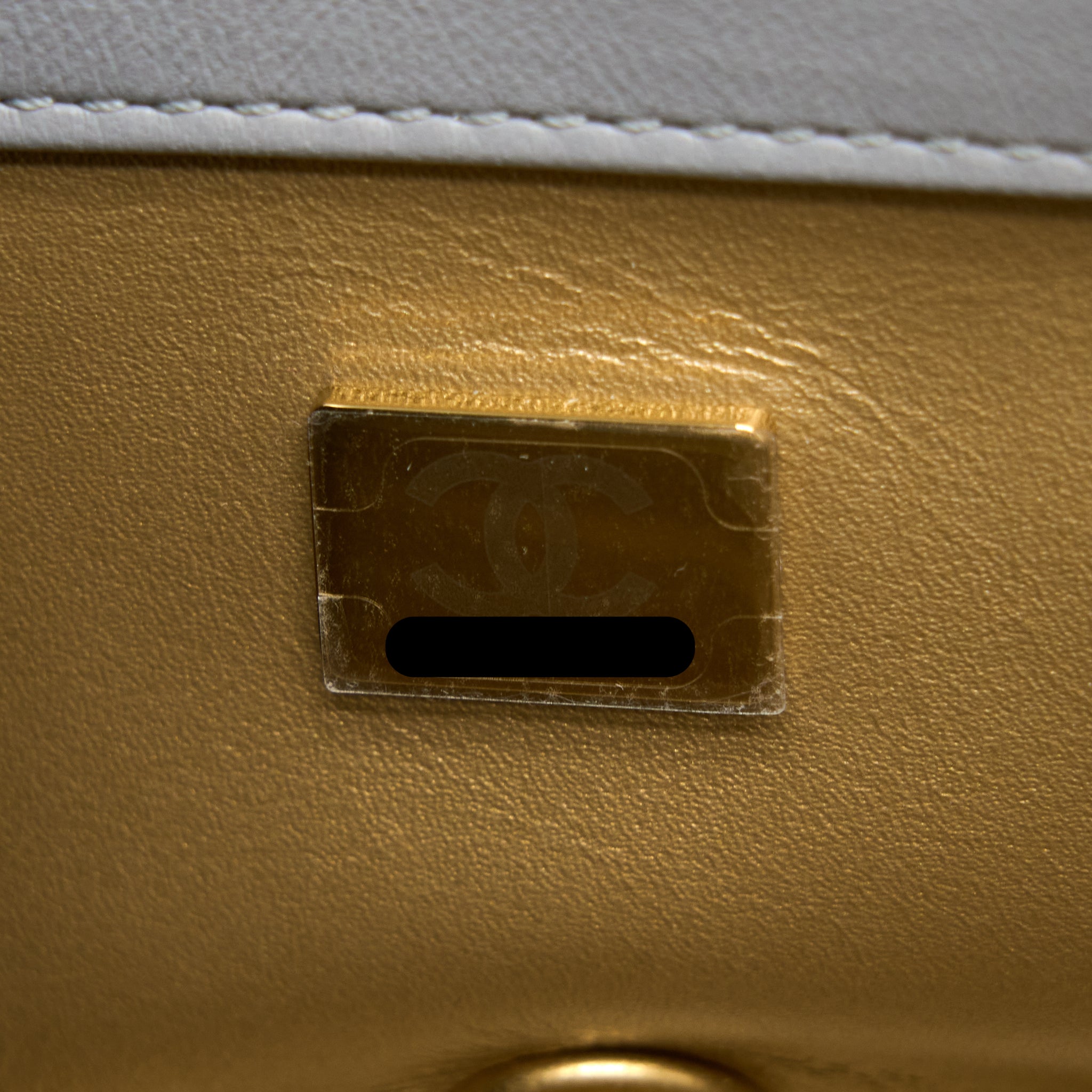 CHANEL PEARL CRUSH MINI RECTANGULAR FLAP BAG LAMBSKIN LIGHT GREY BRUSHED GHW (MICROCHIP)