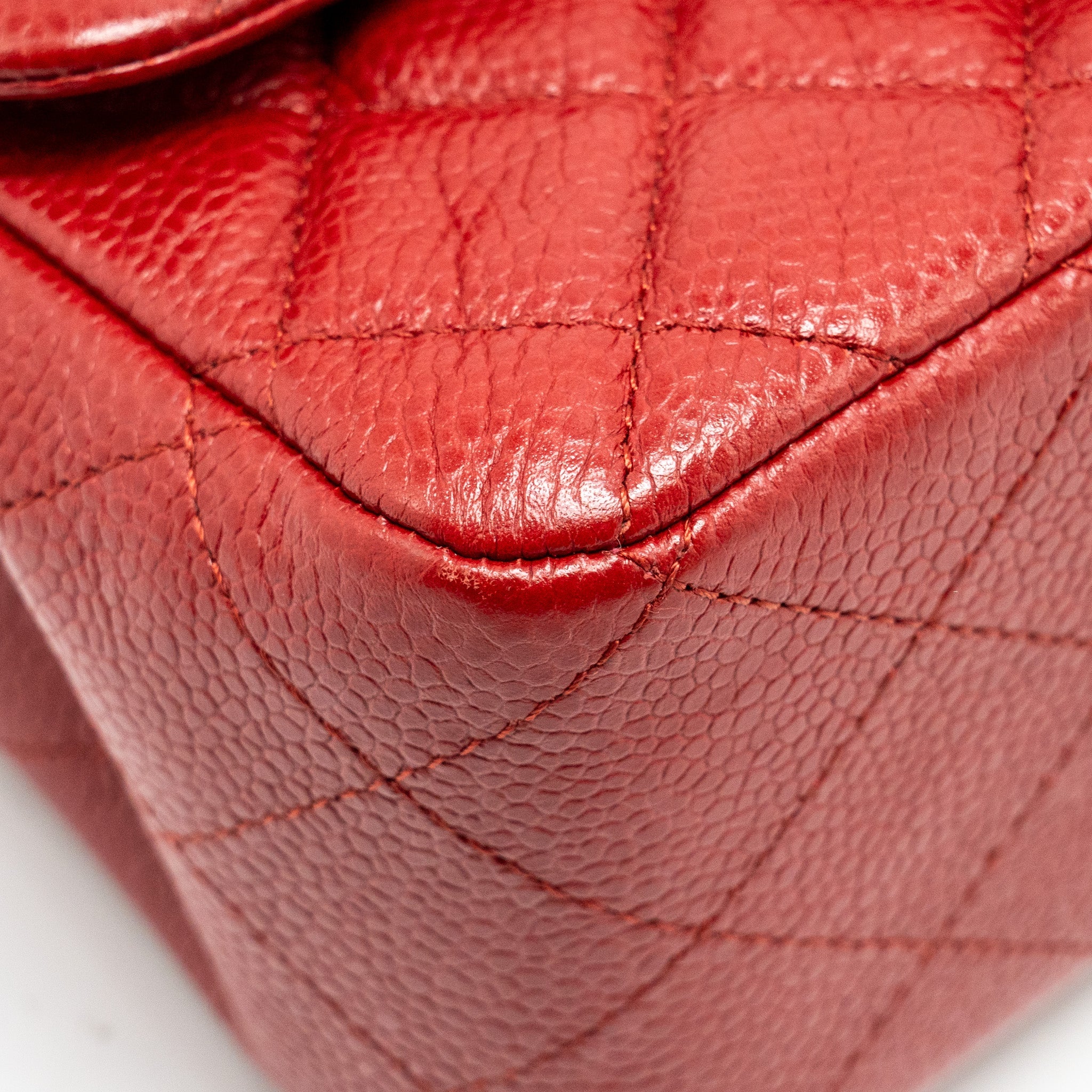 CHANEL MINI SQUARE FLAP BAG CAVIAR RED SHW