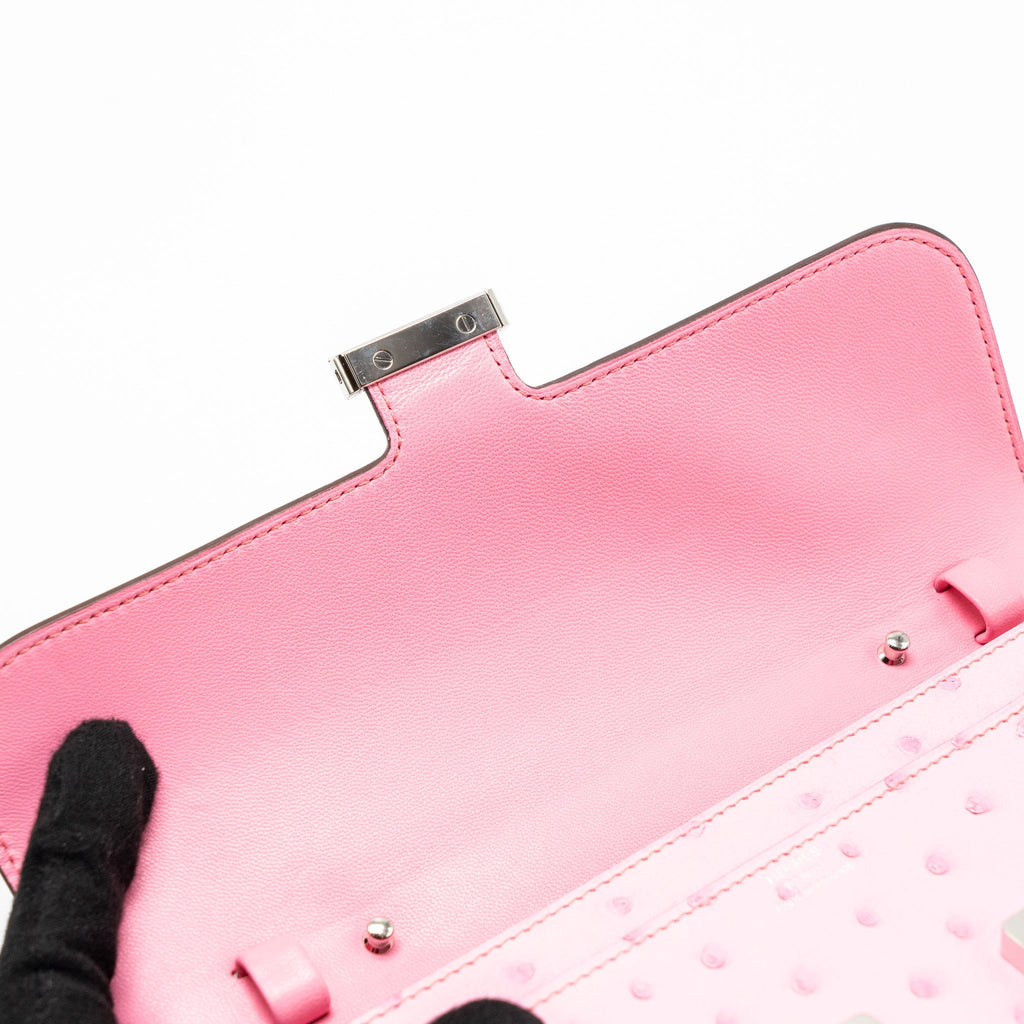 HERMES CONSTANCE TO GO OSTRICH BUBBLEGUM PINK SHW