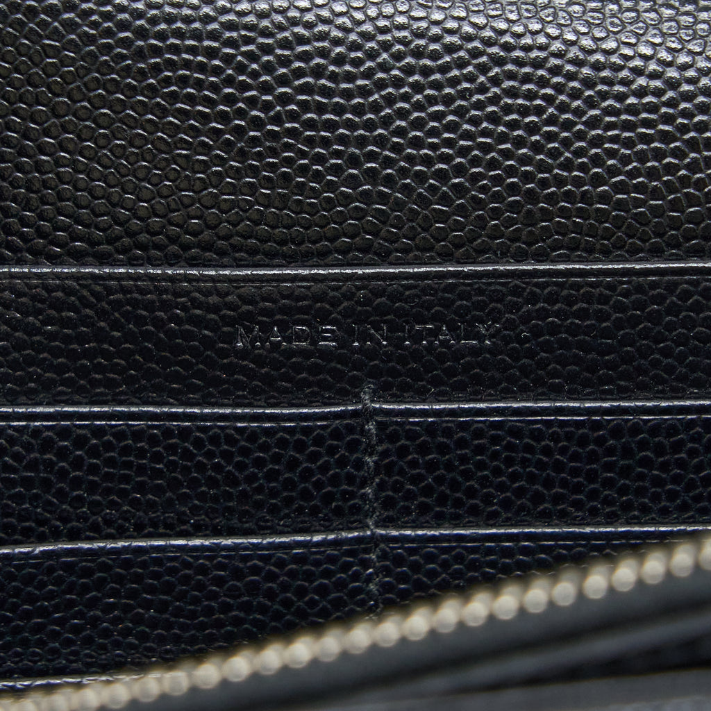 SAINT LAURENT ENVELOP CHAIN WALLET GRAINED CALFSKIN BLACK SHW