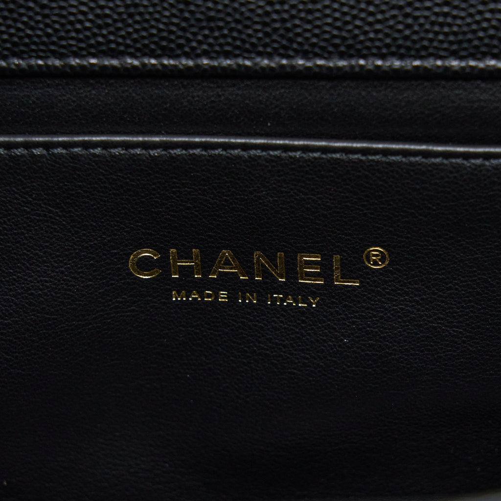 CHANEL 22K COCO FIRST CAVIAR LEATHER BLACK GHW (MICROCHIP)