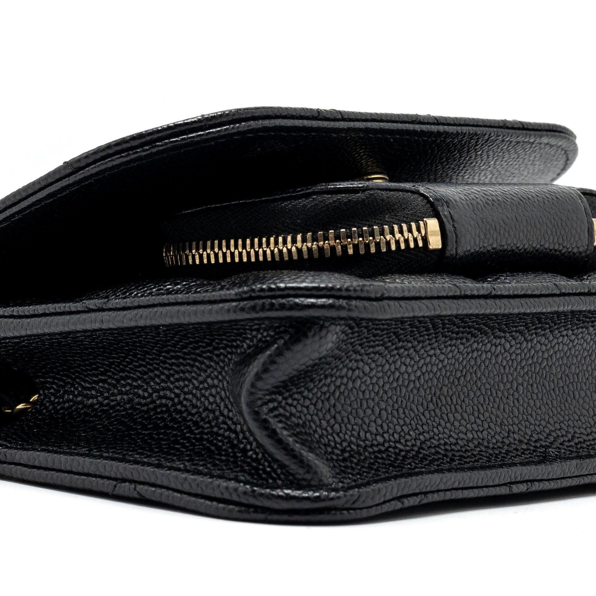 CHANEL MINI BUSINESS AFFINITY FLAP BAG WITH CHAIN CAVIAR BLACK LGHW (MICROCHIP)