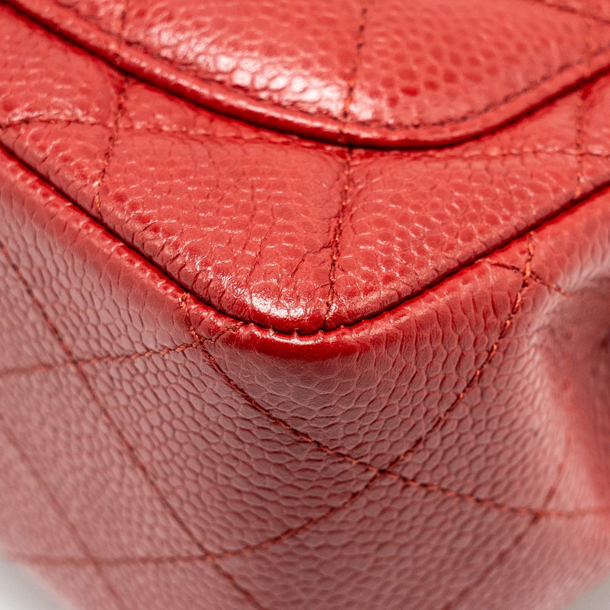 CHANEL MINI SQUARE FLAP BAG CAVIAR RED SHW