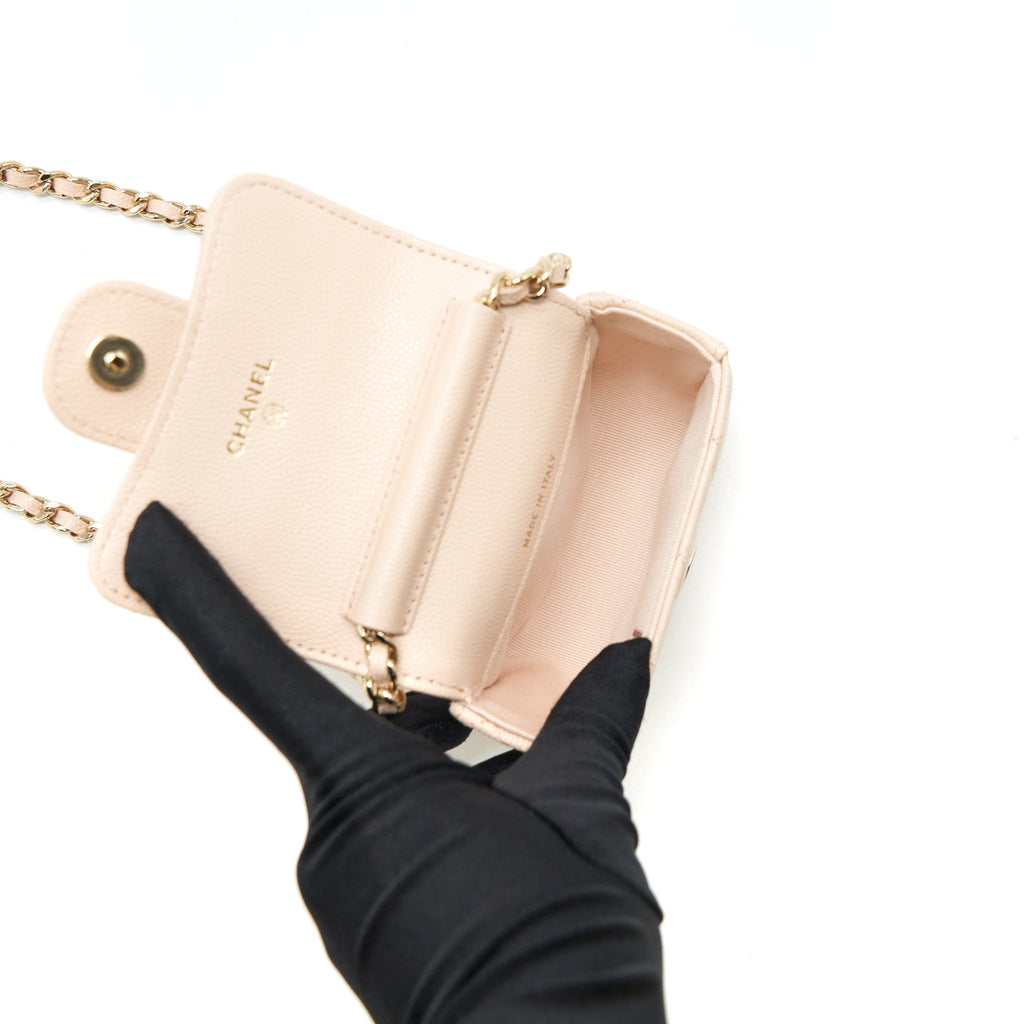 CHANEL 22C MINI FLAP VANITY CAVIAR LIGHT PINK LGHW