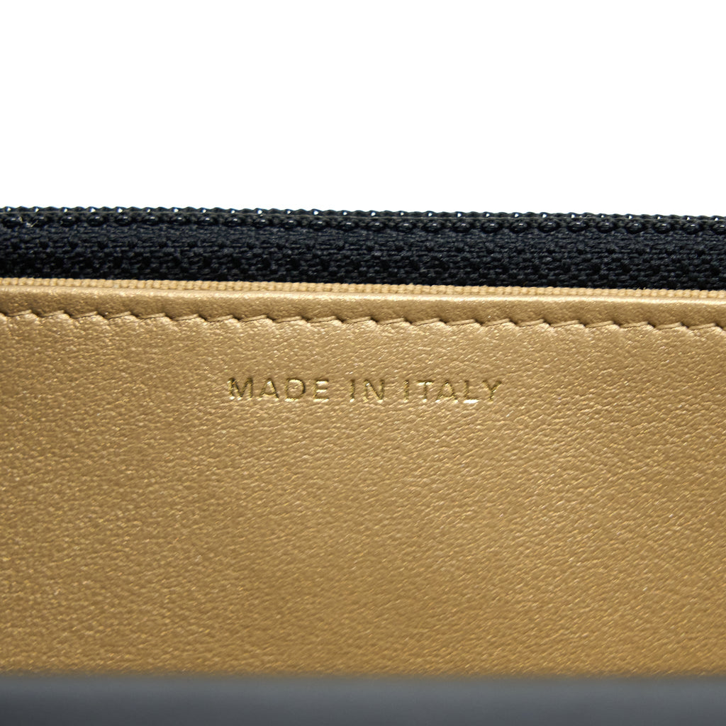 CHANEL PEARL CRUSH WALLET ON CHAIN LAMBSKIN BLACK GHW (MICROCHIP)