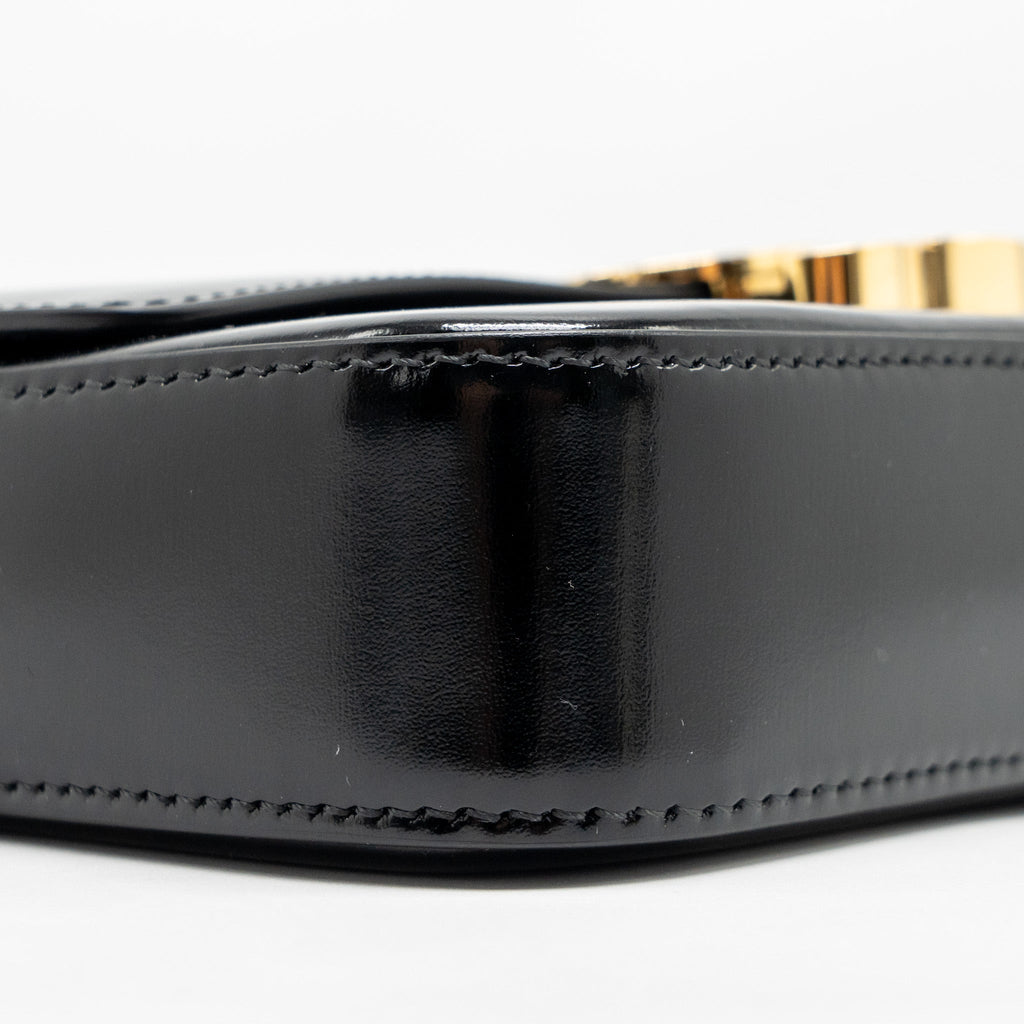 CELINE TRIOMPHE SHOULDER BAG SHINY CALFSKIN BLACK GHW