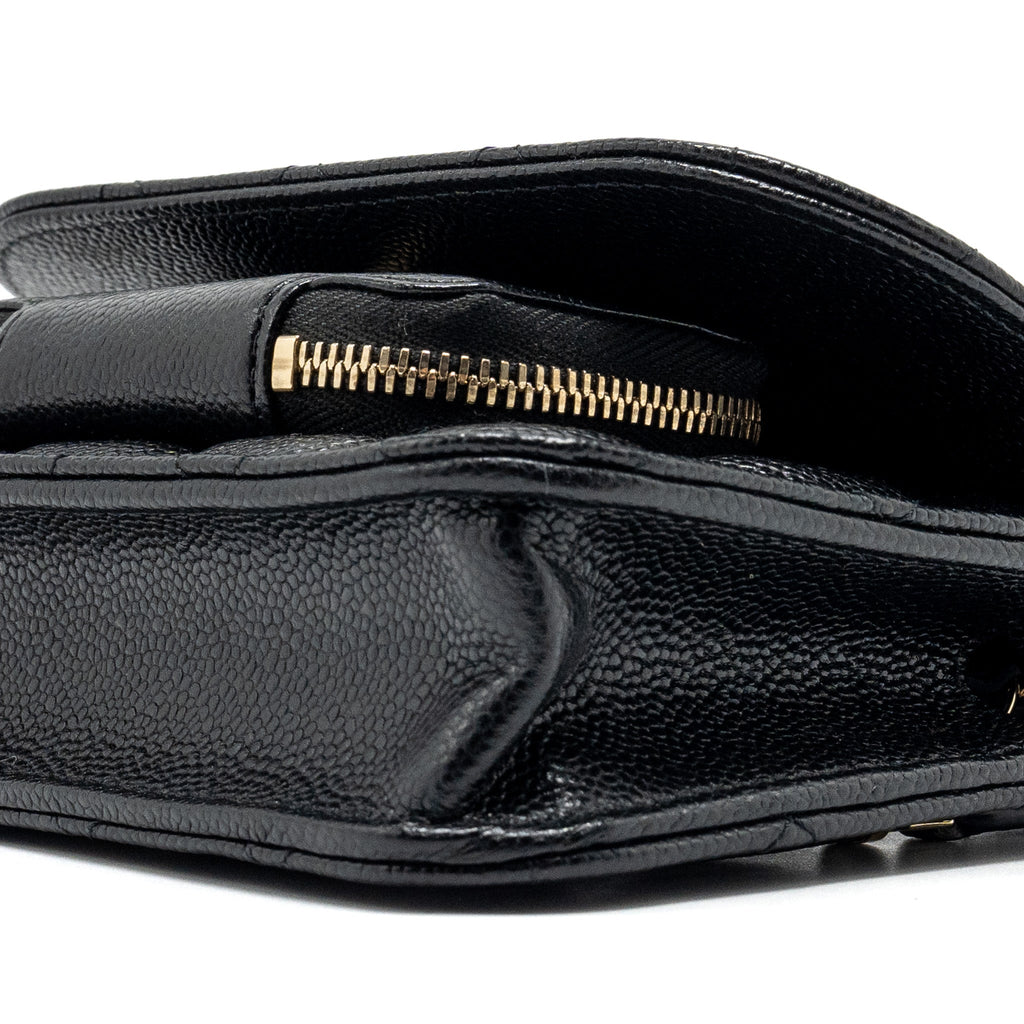 CHANEL MINI BUSINESS AFFINITY FLAP BAG WITH CHAIN CAVIAR BLACK LGHW (MICROCHIP)