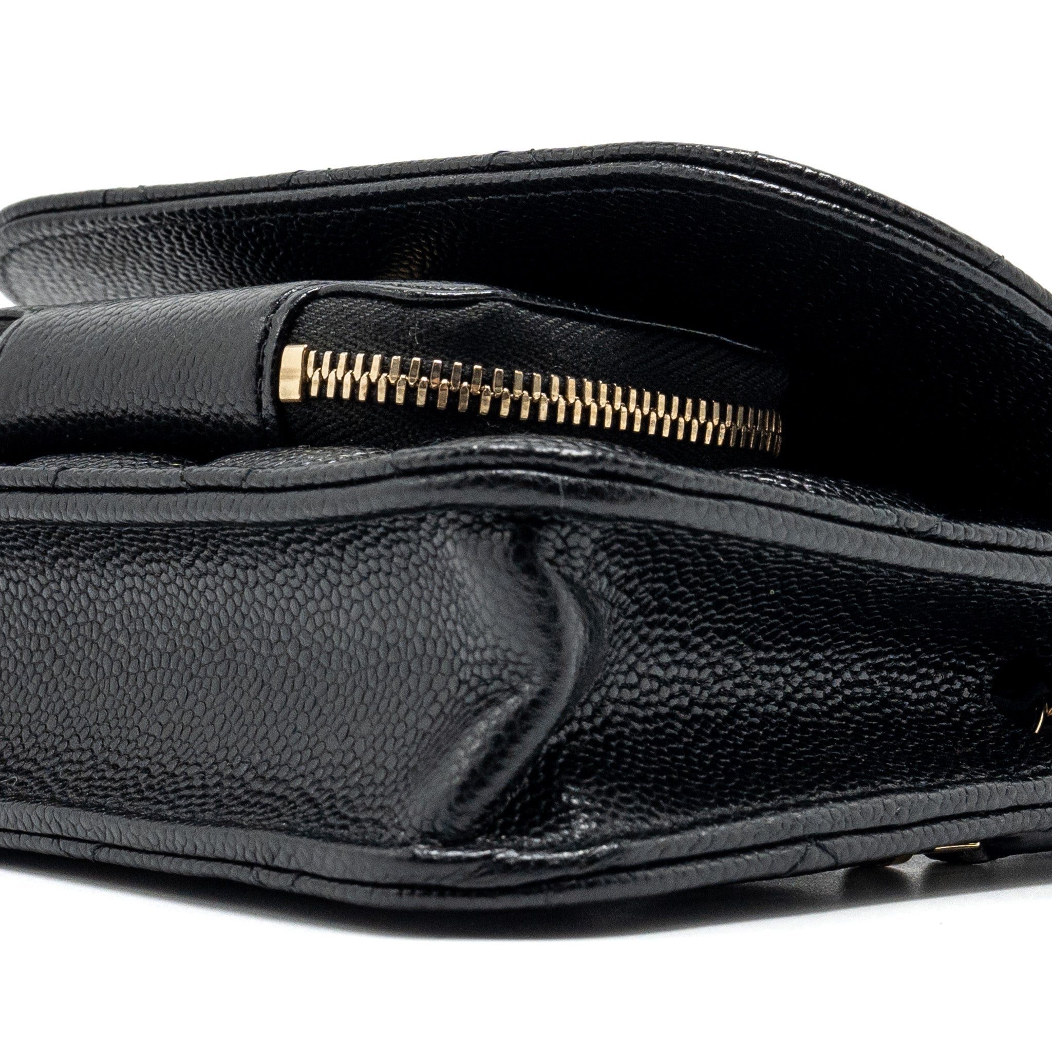 CHANEL MINI BUSINESS AFFINITY FLAP BAG WITH CHAIN CAVIAR BLACK LGHW (MICROCHIP)