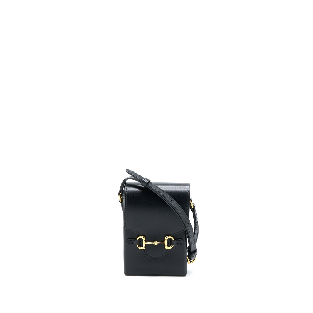 GUCCI HORSEBIT 1955 MINI BAG CALFSKIN BLACK LGHW