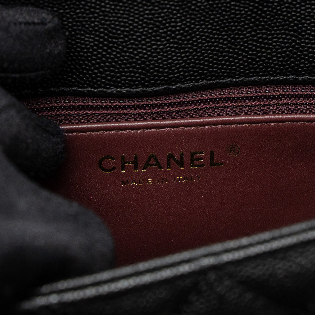 CHANEL SMALL COCO HANDLE CAVIAR BLACK LGHW (MICROCHIP)