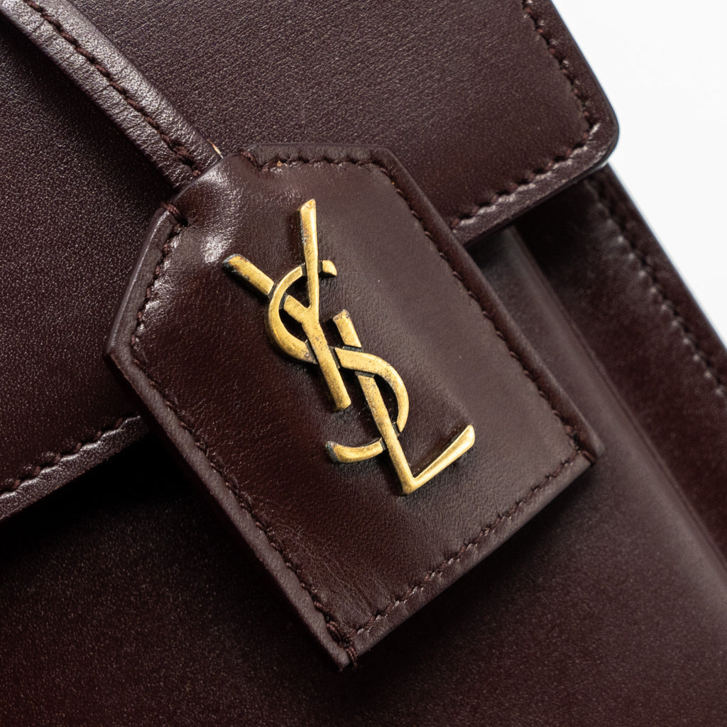 SAINT LAURENT/YSL BELLACHASSE CALFSKIN DARK RED BRUSHED GHW