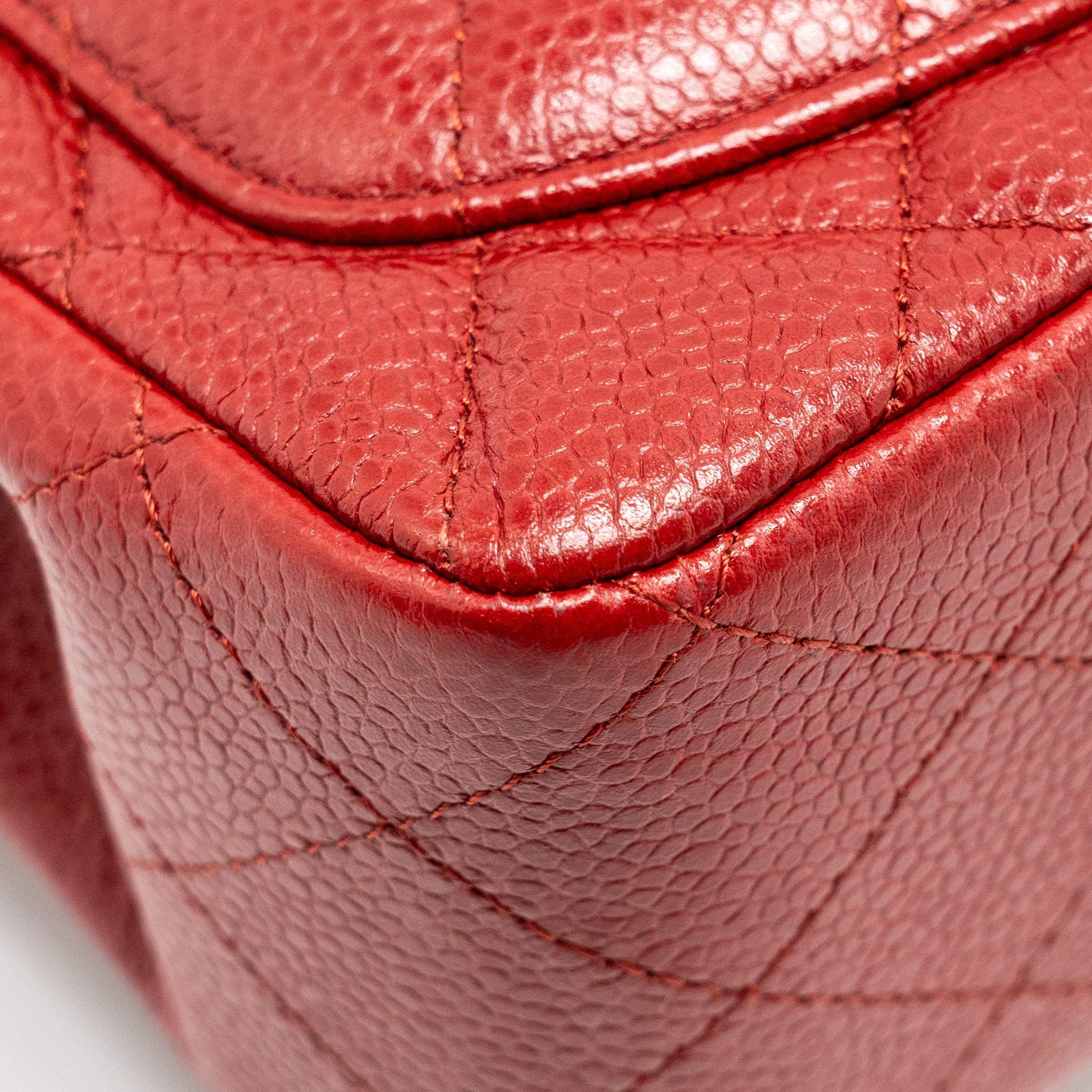 CHANEL MINI SQUARE FLAP BAG CAVIAR RED SHW