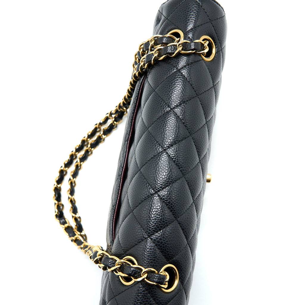 CHANEL MEDIUM CLASSIC DOUBLE FLAP BAG CAVIAR BLACK GHW