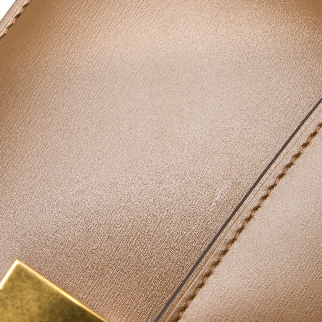CELINE MEDIUM CLASSIC BOX BAG CALFSKIN CARAMEL BRUSHED GHW
