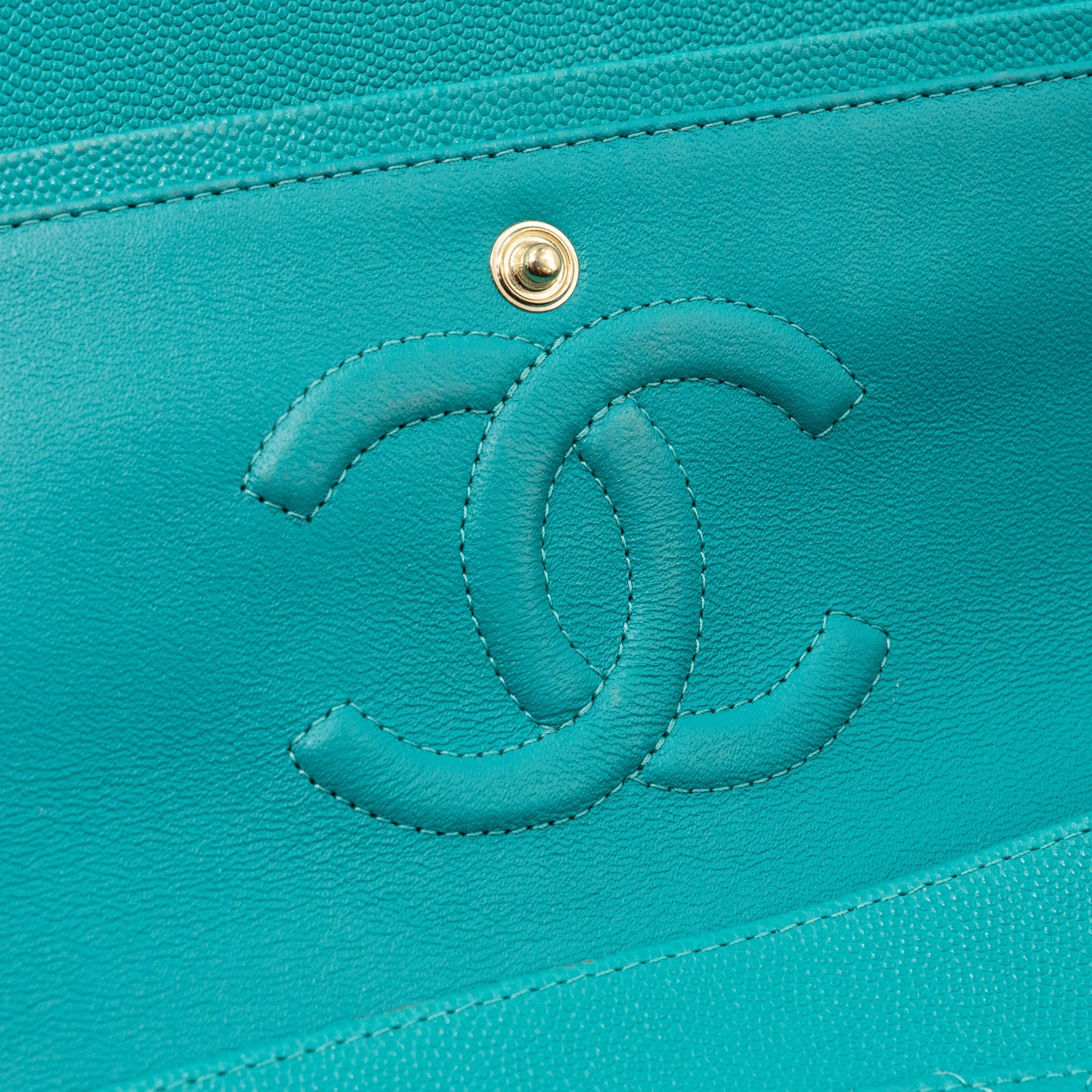 CHANEL MEDIUM CLASSIC DOUBLE FLAP BAG CAVIAR TURQUOISE LGHW